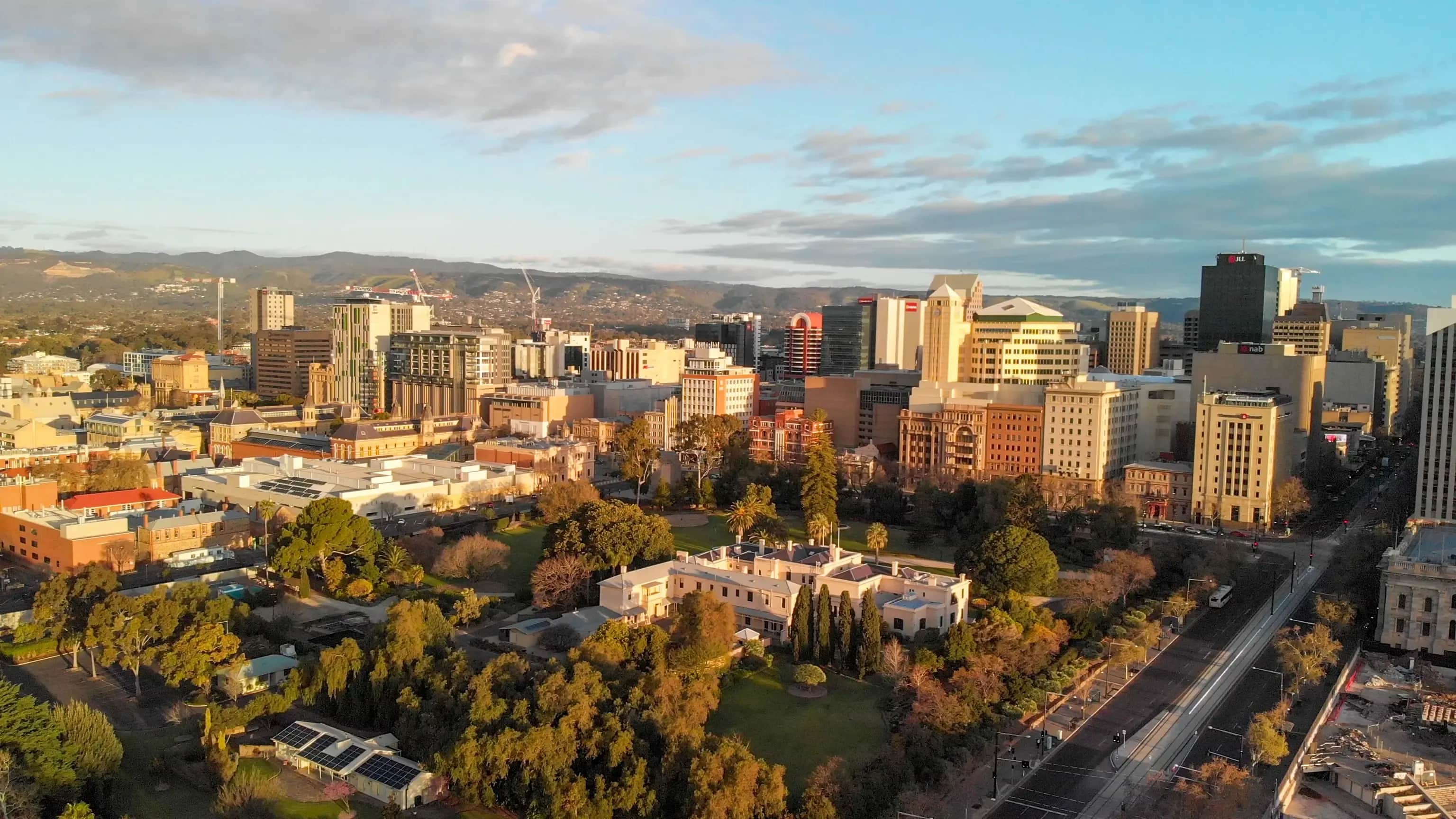 Aerial view of Adelaide, where trade businesses compete for Google Ads visibility