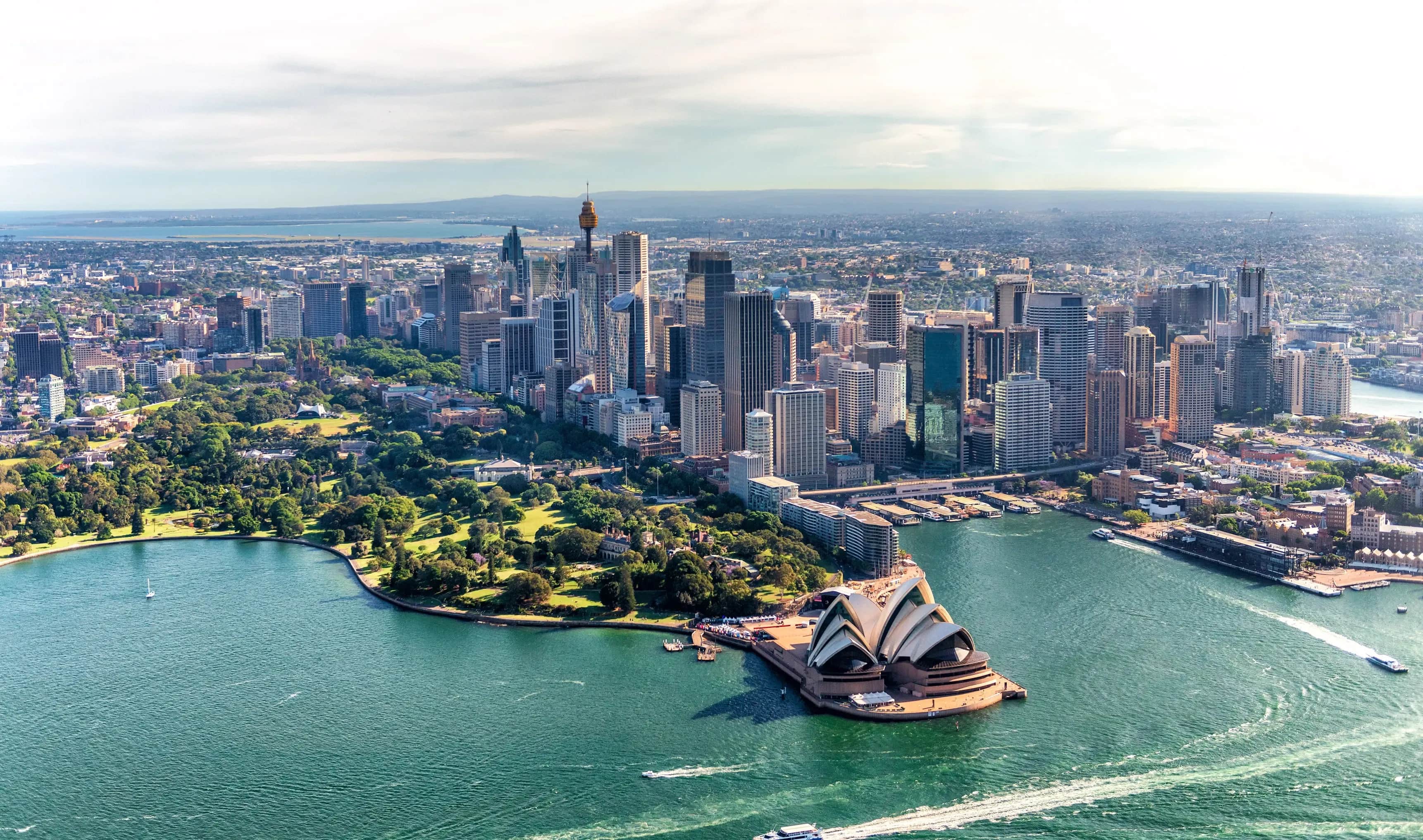 Aerial view of Sydney, where trade businesses compete for Google Ads visibility