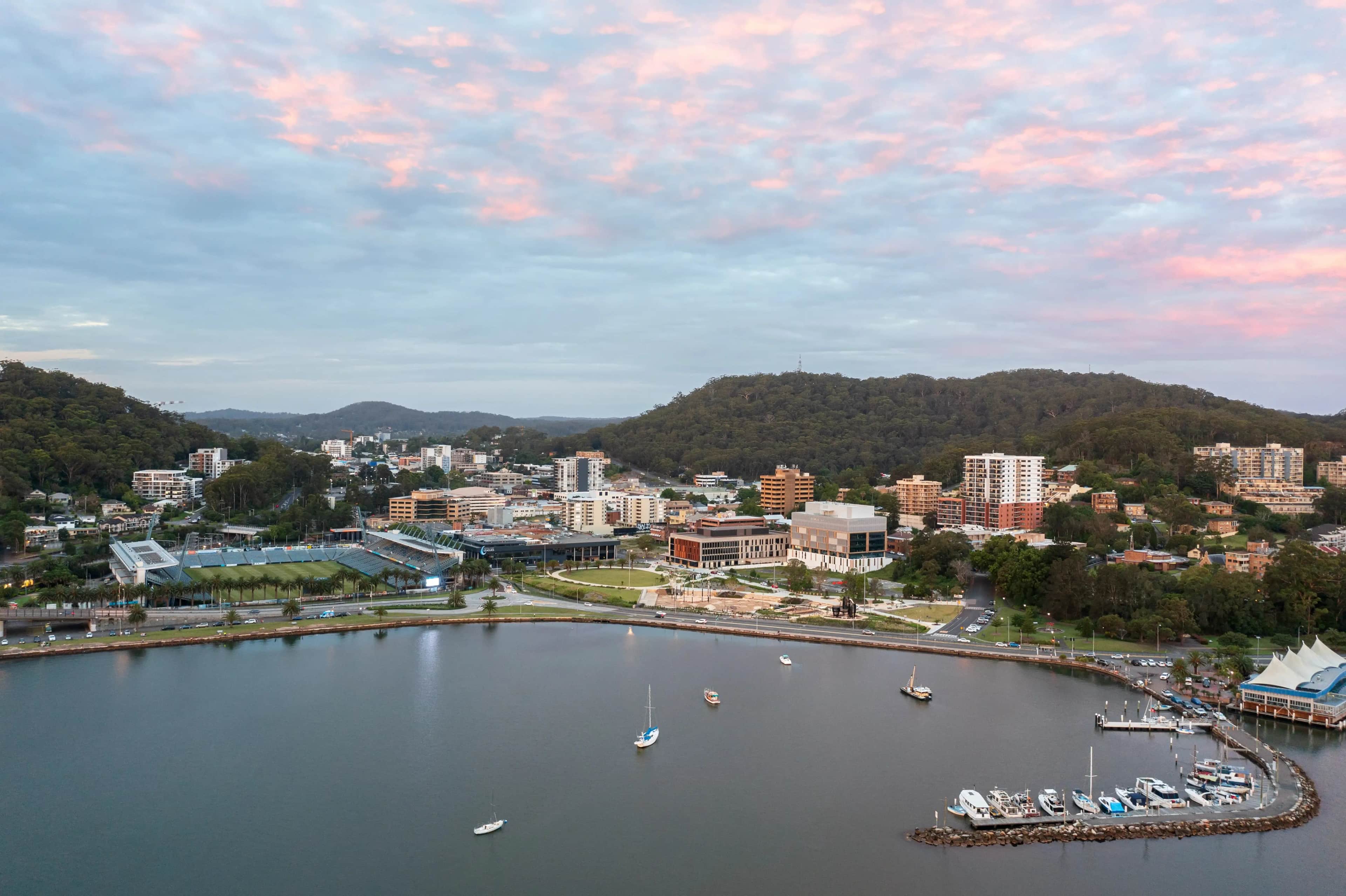 Aerial view of the Central Coast, where trade businesses compete for Google Ads visibility